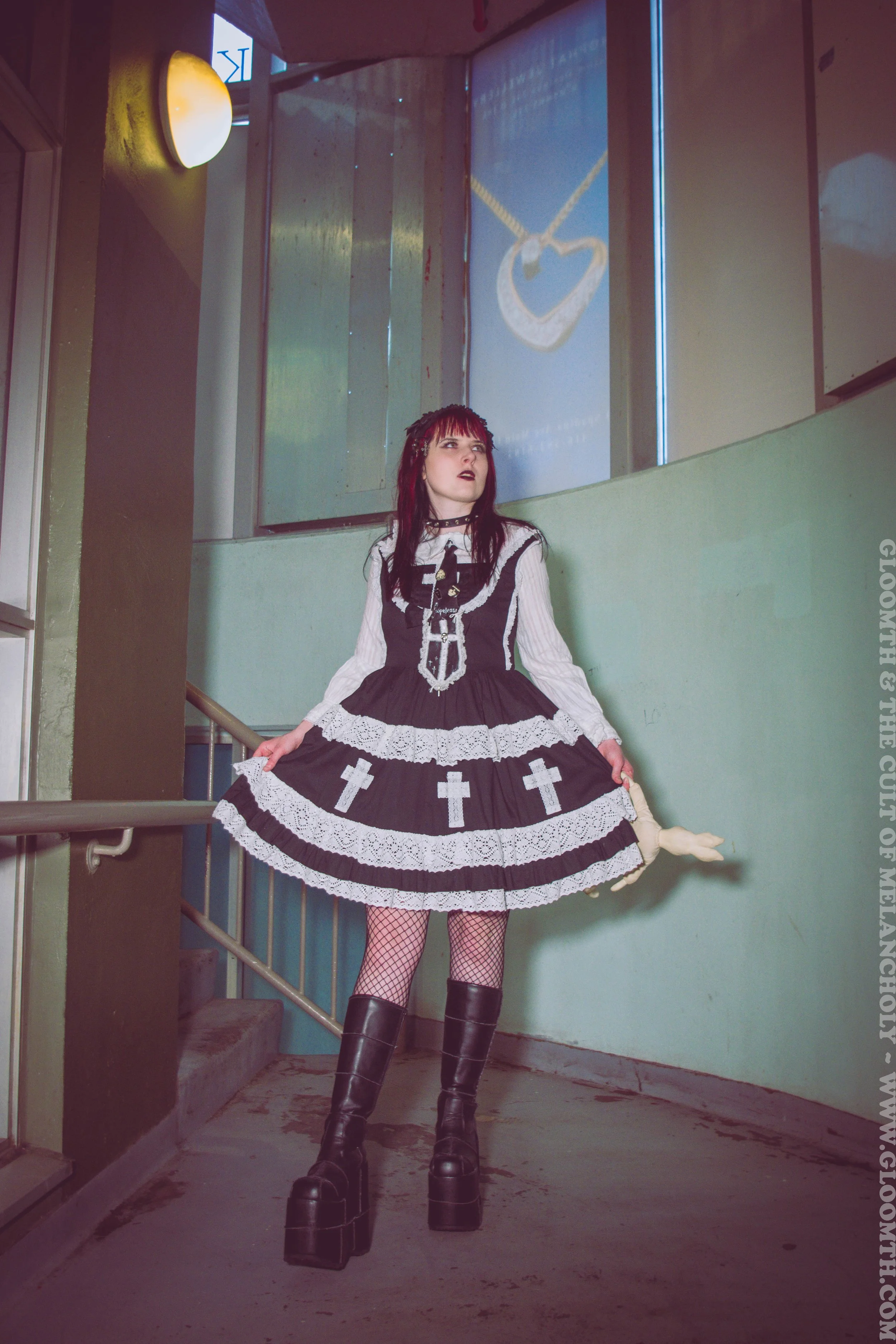 Church Gothic Lolita Jumperskirt with Lace Crosses — Gloomth